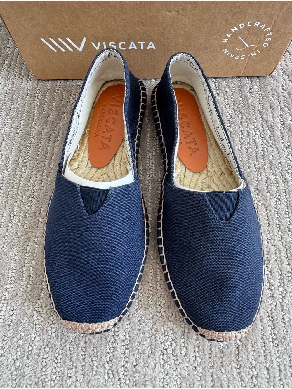 NWB Viscata Barceloneta Canvas Espadrille Flats in Navy Blue EU 37 Made in Spain
